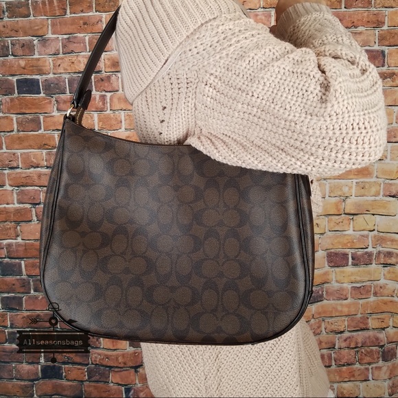 Coach signature zip leather brown shoulder bag NWT - Picture 2 of 6